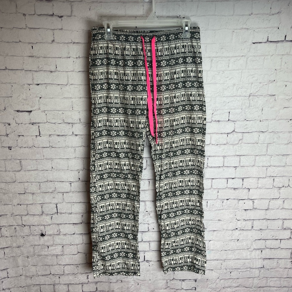 Pink by Victoria’s Secret XS PJ pants sweater print white and gray